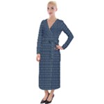 Blue Diamonds Motif Fancy Pattern Design Velvet Maxi Wrap Dress