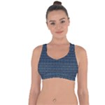 Blue Diamonds Motif Fancy Pattern Design Cross String Back Sports Bra