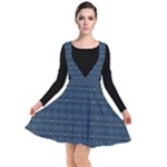 Blue Diamonds Motif Fancy Pattern Design Plunge Pinafore Dress