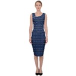 Blue Diamonds Motif Fancy Pattern Design Sleeveless Pencil Dress