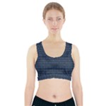 Blue Diamonds Motif Fancy Pattern Design Sports Bra With Pocket