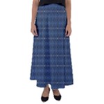 Blue Diamonds Motif Fancy Pattern Design Flared Maxi Skirt