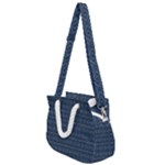 Blue Diamonds Motif Fancy Pattern Design Rope Handles Shoulder Strap Bag