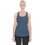 Blue Diamonds Motif Fancy Pattern Design Piece Up Tank Top