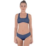 Blue Diamonds Motif Fancy Pattern Design Criss Cross Bikini Set