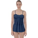 Blue Diamonds Motif Fancy Pattern Design Babydoll Tankini Set