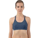 Blue Diamonds Motif Fancy Pattern Design Back Web Sports Bra