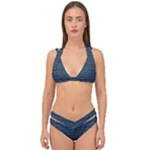 Blue Diamonds Motif Fancy Pattern Design Double Strap Halter Bikini Set