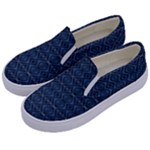 Blue Diamonds Motif Fancy Pattern Design Kids  Canvas Slip Ons