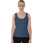 Blue Diamonds Motif Fancy Pattern Design Velvet Tank Top