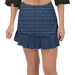 Blue Diamonds Motif Fancy Pattern Design Fishtail Mini Chiffon Skirt