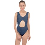 Blue Diamonds Motif Fancy Pattern Design Center Cut Out Swimsuit