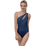 Blue Diamonds Motif Fancy Pattern Design To One Side Swimsuit