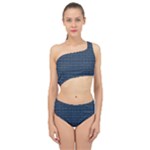 Blue Diamonds Motif Fancy Pattern Design Spliced Up Two Piece Swimsuit