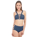 Blue Diamonds Motif Fancy Pattern Design Cage Up Bikini Set