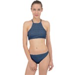 Blue Diamonds Motif Fancy Pattern Design Racer Front Bikini Set