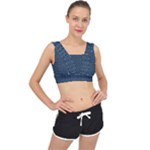 Blue Diamonds Motif Fancy Pattern Design V-Back Sports Bra