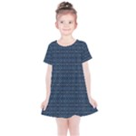 Blue Diamonds Motif Fancy Pattern Design Kids  Simple Cotton Dress