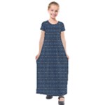 Blue Diamonds Motif Fancy Pattern Design Kids  Short Sleeve Maxi Dress