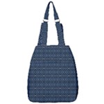 Blue Diamonds Motif Fancy Pattern Design Center Zip Backpack