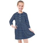 Blue Diamonds Motif Fancy Pattern Design Kids  Quarter Sleeve Shirt Dress