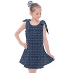 Blue Diamonds Motif Fancy Pattern Design Kids  Tie Up Tunic Dress