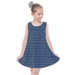 Blue Diamonds Motif Fancy Pattern Design Kids  Summer Dress