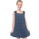 Blue Diamonds Motif Fancy Pattern Design Kids  Cross Back Dress