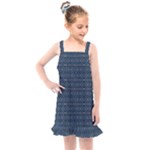 Blue Diamonds Motif Fancy Pattern Design Kids  Overall Dress