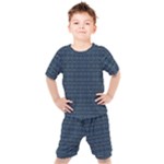 Blue Diamonds Motif Fancy Pattern Design Kids  Tee and Shorts Set