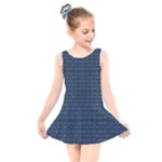 Blue Diamonds Motif Fancy Pattern Design Kids  Skater Dress Swimsuit