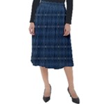 Blue Diamonds Motif Fancy Pattern Design Classic Velour Midi Skirt 