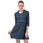 Blue Diamonds Motif Fancy Pattern Design Mini Skater Shirt Dress