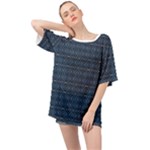 Blue Diamonds Motif Fancy Pattern Design Oversized Chiffon Top