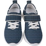 Blue Diamonds Motif Fancy Pattern Design Kids  Velcro Strap Shoes