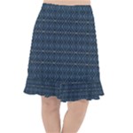 Blue Diamonds Motif Fancy Pattern Design Fishtail Chiffon Skirt