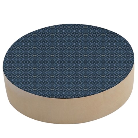 Blue Diamonds Motif Fancy Pattern Design Wooden Bottle Opener (Round) from ArtsNow.com