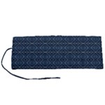 Blue Diamonds Motif Fancy Pattern Design Roll Up Canvas Pencil Holder (S)