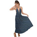 Blue Diamonds Motif Fancy Pattern Design Backless Maxi Beach Dress