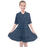 Blue Diamonds Motif Fancy Pattern Design Kids  All Frills Chiffon Dress