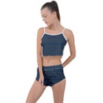 Blue Diamonds Motif Fancy Pattern Design Summer Cropped Co-Ord Set