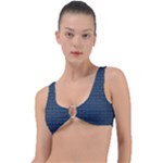 Blue Diamonds Motif Fancy Pattern Design Ring Detail Bikini Top