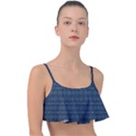 Blue Diamonds Motif Fancy Pattern Design Frill Bikini Top