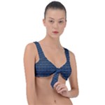 Blue Diamonds Motif Fancy Pattern Design Front Tie Bikini Top