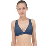 Blue Diamonds Motif Fancy Pattern Design Classic Banded Bikini Top