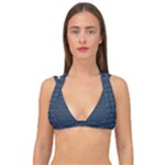 Blue Diamonds Motif Fancy Pattern Design Double Strap Halter Bikini Top