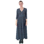 Blue Diamonds Motif Fancy Pattern Design Button Up Maxi Dress