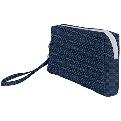 Blue Diamonds Motif Fancy Pattern Design Wristlet Pouch Bag (Small) from ArtsNow.com