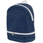 Blue Diamonds Motif Fancy Pattern Design Zip Bottom Backpack