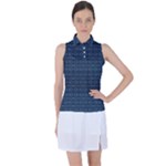 Blue Diamonds Motif Fancy Pattern Design Women s Sleeveless Polo Tee